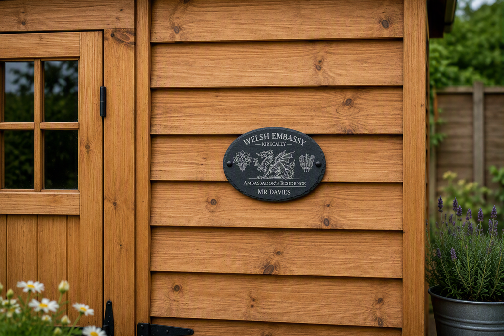 Personalised Official Welsh Shed Embassy Plaque