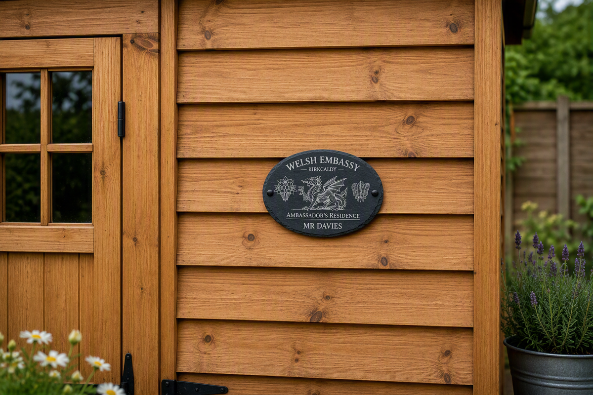 Personalised Official Welsh Shed Embassy Plaque