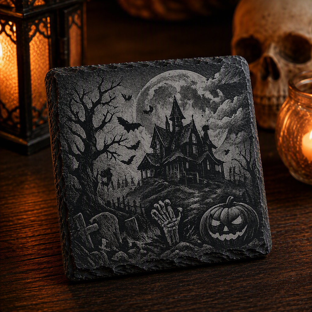 Halloween - Haunted House and Pumpkin coaster
